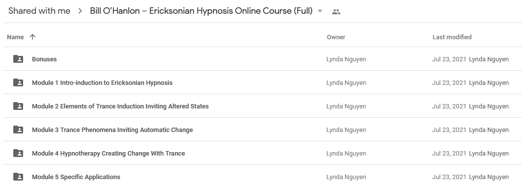 Bill O'Hanlon - Ericksonian Hypnosis Online Course (Full)